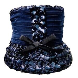 Vintage Jonquil Original 60’s Midnight Blue Woven Shiny Straw Chiffon Bucket Hat